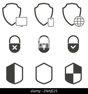Set of objects on the theme of security icons Stock Vector