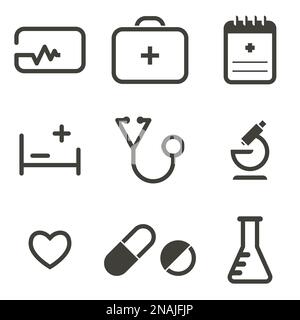 Set of objects on the theme of medical icons Stock Vector