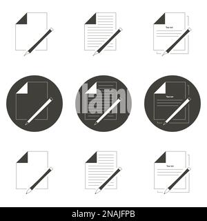 Set of objects on the theme of document and pen Stock Vector