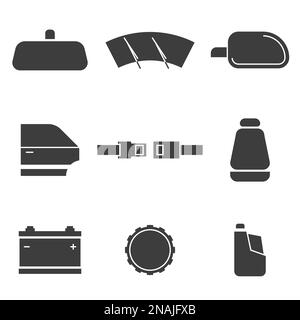 Set of objects on the theme of tools, car accessories Stock Vector