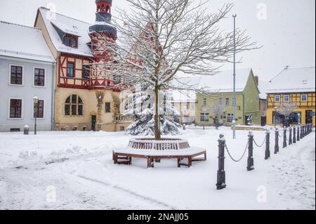 Market Square Harzgerode Town Hall Stock Photo