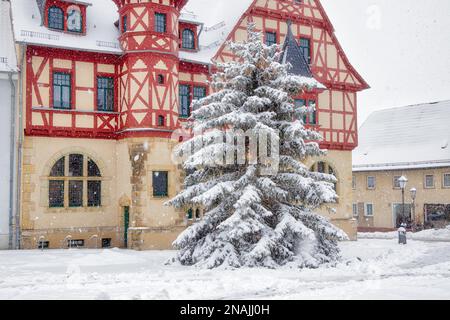 Market Square Harzgerode Town Hall Stock Photo