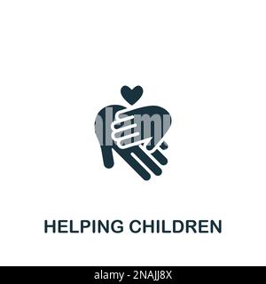 Helping children icon. Monochrome simple sign from donation collection ...