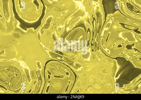 artistic yellow reflecting liquid metallic digitally drawn background illustration Stock Photo