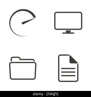 Set of objects on the theme of file, the computer Stock Vector