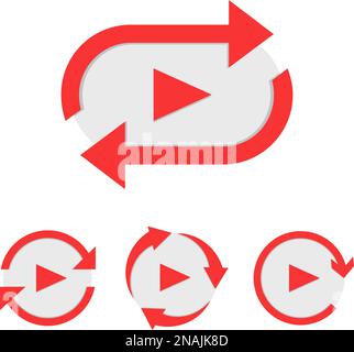 Set of video play button like simple replay icon. Stock Vector