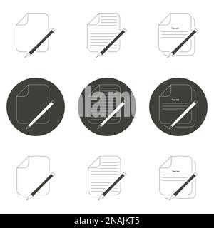 Set of objects on the theme of document and pen Stock Vector