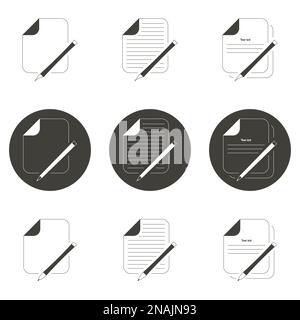 Set of objects on the theme of document and pen Stock Vector