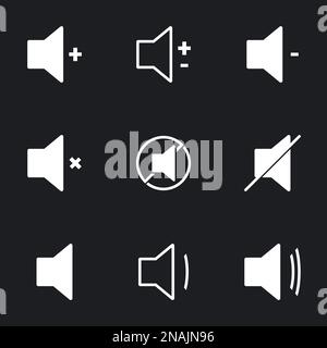 Audio Speaker Volume Icons. Black background Stock Vector