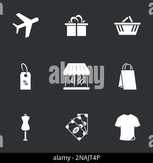 Icons for theme shopping. Black background Stock Vector