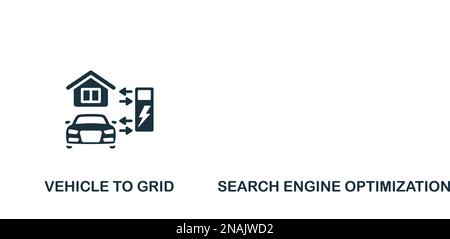 Vehicle to grid icon. Monochrome simple sign from digitalization collection. Vehicle to grid icon for logo, templates, web design and infographics Stock Vector