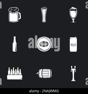 Icons for theme beer. Black background Stock Vector