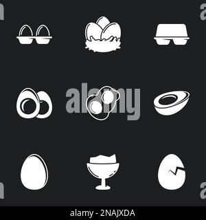 Icons for theme Egg. Black background Stock Vector