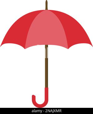 Red umbrella icon. Yellow umbrella isolated on white background. Umbrella in cartoon style Stock Vector
