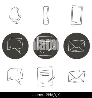 Set of objects on the theme of technology and communications Stock Vector