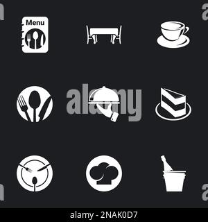 Icons for theme Cooking and kitchen. Black background Stock Vector