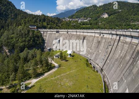 PIEVE DI CADORE, VENETO/ITALY - AUGUST 10 : View of the dam at Pieve di Cadore, Veneto, Italy on August 10, 2020 Stock Photo