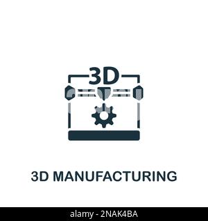 3d manufacturing icon. Monochrome simple sign from digitalization collection. 3d manufacturing icon for logo, templates, web design and infographics Stock Vector