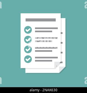 Documents icon. Stack of paper sheets. Confirmed or approved document. Flat illustration isolated on color background. Stock Vector