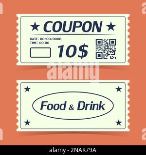 Coupon ticket card. Element template for design. Vector illustration Stock Vector