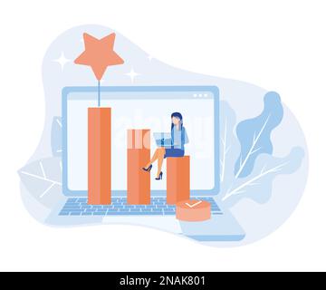 Business goals illustration. Characters setting task, goal and target to achieve, planning action and way to success. Personal development and self mo Stock Vector