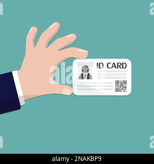 Hand holding the id card. Vector illustration flat design. Stock Vector