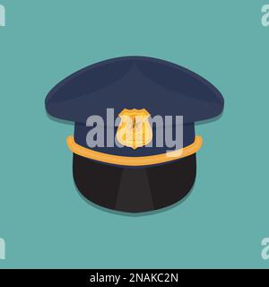 Police cap icon in a flat design. Vector illustration Stock Vector