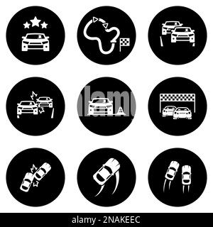 White icons isolated against a black background, on a theme race Stock Vector