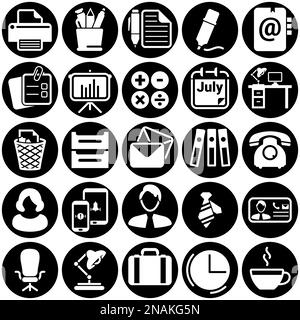 Set of simple icons on a theme workspace,time, Graph, working, table, business, work, space, , vector, design, flat, sign, symbol, object, illustratio Stock Vector