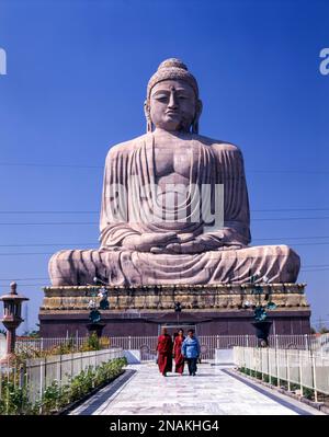 Eighty feet tall Buddha Statue in Bodh Gaya, Bihar, India Stock Photo