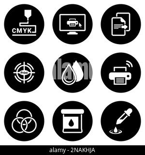 Set of simple icons on a theme printing, vector, design, collection, flat, sign, symbol,element, object, illustration, isolated. White background Stock Vector