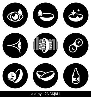 Set of simple icons on a theme Eye Lens, vector, design, collection, flat, sign, symbol,element, object, illustration, isolated. White background Stock Vector