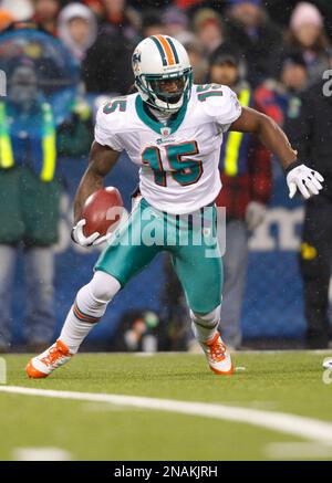 Miami Dolphins' Davone Bess runs the ball against the Buffalo Bills during  the third quarter of an NFL football game in Orchard Park, N.Y., Sunday, Dec.  18, 2011. (AP Photo/Derek Gee Stock