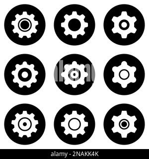 Set of simple icons on a theme settings, vector, design, collection, flat, sign, symbol,element, object, illustration, isolated. White background Stock Vector