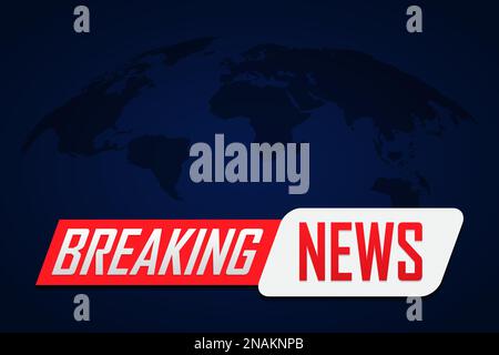 Breaking news background with world map on blue. Stock Vector