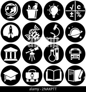 Set of simple icons on a theme School, education, vector, design, collection, flat, sign, symbol,element, object, illustration. White background Stock Vector