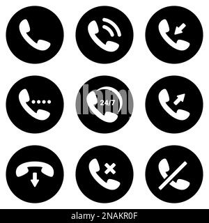 Set of simple icons on a theme phone call, vector, design, collection, flat, sign, symbol,element, object, illustration, isolated. White background Stock Vector