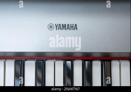 Yamaha elecrtic piano keys close-up. Stock Photo