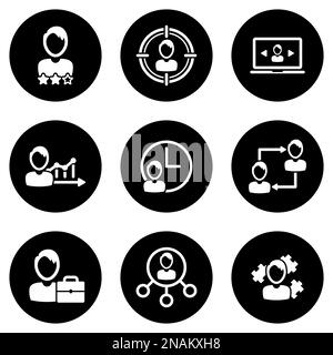 Set of simple icons on a theme Outsourcing, vector, design, collection, flat, sign, symbol,element, object, illustration, isolated. White background Stock Vector