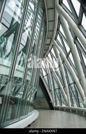 Inside London City Hall, Southwark, Former headquarters of the Greater London Authority, London Assembly & Mayor of London. Stock Photo
