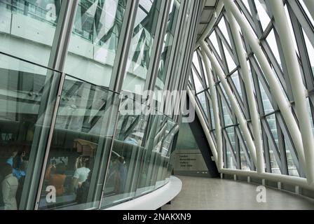 Inside London City Hall, Southwark, Former headquarters of the Greater London Authority, London Assembly & Mayor of London. Stock Photo