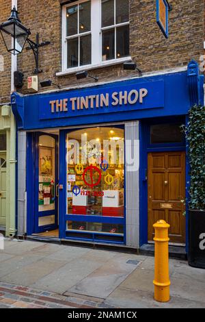 Tintin Shop London - The Tintin Store in Covent Garden London - Opened in 1984 and located at 34 Floral St, Covent Garden. Stock Photo
