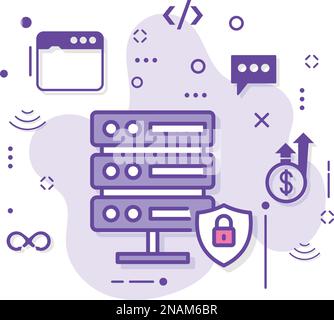 Secured VPS Rack Vector Icon Design, Cloud computing and Internet hosting services Symbol, Data Center Insurance Concept, Colocation Managed Machine Stock Vector