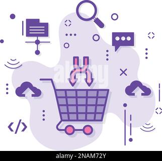 Shopping Cart with Arrows Vector Icon Design, SEO and Digital Marketing Symbol, Upsell ecommerce stock illustration, Cross Sell the Product Concept Stock Vector