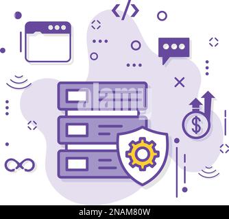 Rack Machine Stock illustration, Managed Cloud Server Concept, Maintenance Free Machine with Protection Vector Icon Design, Rack  Cloud Insurance Sign Stock Vector