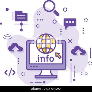 dot info  top level domain concept, gtld vector color icon design, Domain for information Website Sign, Cloud computing and Internet hosting services Stock Vector