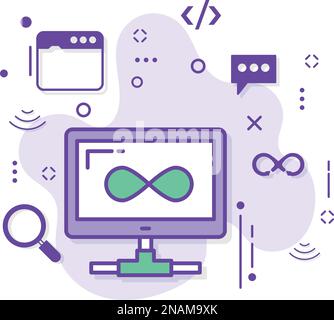 unmetered Bandwidth Connection Concept, High Speed Vector Icon Design, Infinity Sign, Cloud computing and Web hosting services Symbol, T1 Connection Stock Vector
