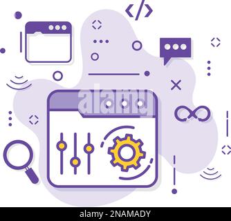 Browser Settings and config Concept, Internet Webpage Viewer Configuration Vector Icon Design, Cloud computing and Web hosting service Symbol, New Tab Stock Vector