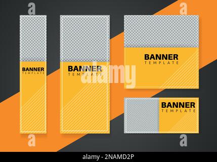set of creative web banners of standard size. Vertical, horizontal and square template. vector illustration Stock Vector