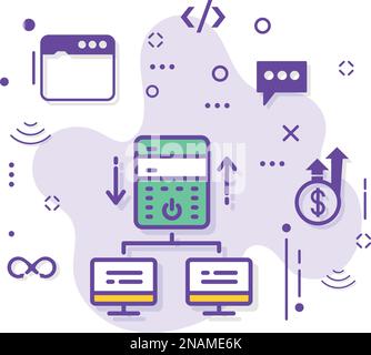 RDP or Virtual Computer Stock illustration, Desktop Sharing Vector Icon Design, Cloud computing and Internet hosting services Symbol, Screen Sharing Stock Vector